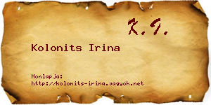 Kolonits Irina névjegykártya